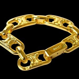 Celine Vintage Gold Plated Macadam Chain Bracelet